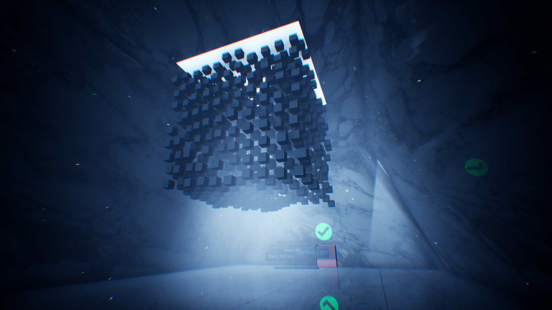 Shining light onto 2D projections turns flat silhouettes into solid, climbable 3D geometry.